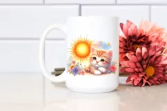 Baby Cat Watercolor Sun | Clipart Product Image 2