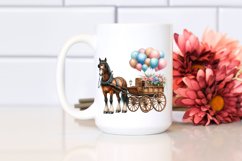 Vintage Horse Wagon Balloons | Watercolor Clipart Product Image 2