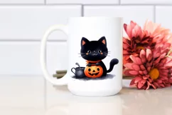 Simple Funny Haloween Clipart with BLACK CAT PNG Product Image 2