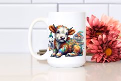 Colorful Baby Highland Cow with Rio Carnival, PNG Product Image 2