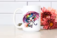 Cute Baby Unicorn Dancing with Umbrella, High-Res PNG Product Image 2