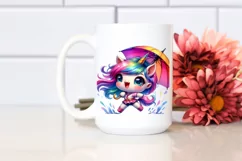 Cute Baby Unicorn Dancing with Umbrella, High-Res PNG Product Image 2