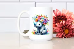 Vibrant Rhino with Flower Crown PNG Product Image 2