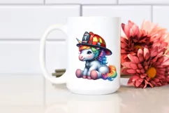 Colorful Baby Unicorn Firefighter PNG Product Image 2