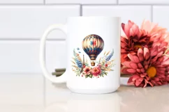 Vintage Hot Air Balloon, White Background | Sublimation Product Image 2