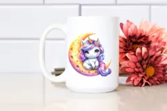 Moon Baby Unicorn Sublimation Clipart Product Image 2