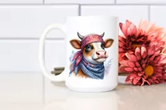 Cow Enthusiastic Huge Smile Bandana Cow Clipart Product Image 2