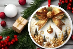Round Christmas Ornament Sublimation|Clipart Product Image 1