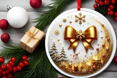 Round Christmas Ornament Sublimation|Clipart Product Image 1