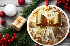 Round Christmas Ornament Sublimation|Clipart Product Image 1