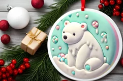 Round Christmas Ornament Sublimation|Clipart Product Image 1