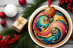 Round Christmas Ornament Sublimation|Clipart Product Image 2