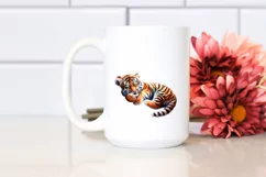 Baby Tiger Sleeping On the Moon with Flowers | Sublimation | Product Image 2