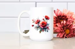 Watercolor Vibrant Red Flowers Summer Sticker Product Image 2