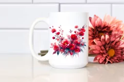 Watercolor Vibrant Red Flowers | Clipart Product Image 2