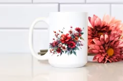 Watercolor Vibrant Red Flowers | Clipart Product Image 2