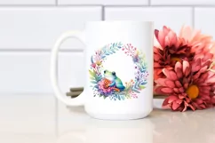 Vibrant Watercolor Pastel Whimsical Frog Floral Frame Product Image 2