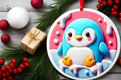 Round Christmas Ornament Sublimation|Clipart Product Image 1