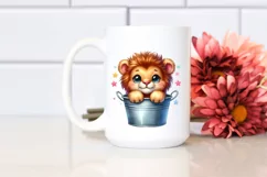 Baby Lion in Bucket PNG Product Image 2
