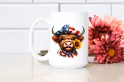 Shy Highland Cow Portrait Sublimation Clipart Product Image 2