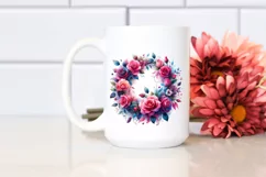 Vibrant Roses Wreath Watercolor Clipart Product Image 2
