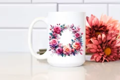 Vibrant Roses Wreath Watercolor Clipart Product Image 2