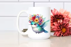Hummingbird Flower Crown Sublimation Clipart Product Image 2
