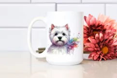 Watercolor Cute Vibrant West Highland White Terrier Clipart Product Image 2