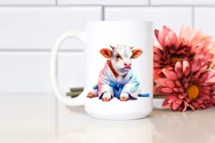 Baby Cow with Dojo Background PNG Product Image 2