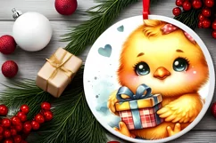 Winter Baby Chicken Vintage Digital Painting Product Image 2