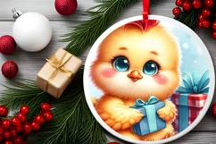 Winter Baby Chicken Vintage Digital Painting Product Image 2