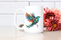 Abstract Bird with Plant Leaves, PNG Product Image 2