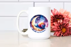 Vibrant Watercolor Baby Snail Sleeping on Moon Product Image 2