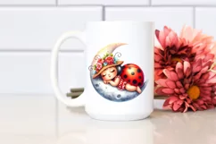 Vibrant Watercolor Whimsical Cute Baby Ladybug Dressed for Product Image 2