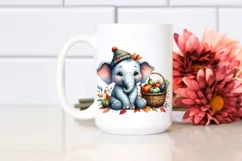 Quirky Colorful Elephant Basket Watercolor Product Image 2