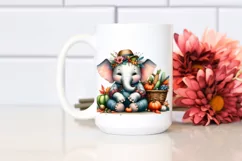 Quirky Colorful Elephant Basket Watercolor Product Image 2