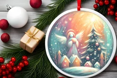 Round Christmas Ornament Sublimation|Clipart Product Image 1
