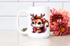 Baby Squirrel with Reindeer Horns PNG Product Image 2