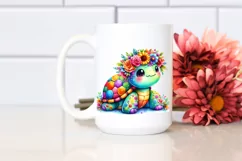 Vibrant Turtle Flower Crown Watercolor Clipart Product Image 2