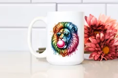 Colorful Lion Blowing Chewing Gum | Clipart Product Image 2