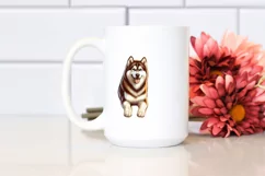 Siberian Husky Surf Watercolor Clipart Product Image 1