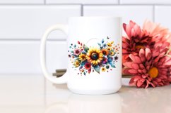 Colorful Sunflower Horizontal Frame Watercolor Clipart Product Image 2