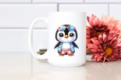 Watercolor Cute Baby Penguin Beach Clipart Product Image 2