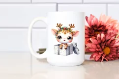 Baby Giraffe with Reindeer Horns PNG Product Image 2