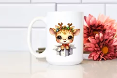 Baby Giraffe with Reindeer Horns PNG Product Image 2