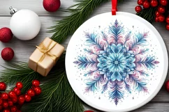 Snow Flake Christmas Round Cute Ornament Sublimation Product Image 1