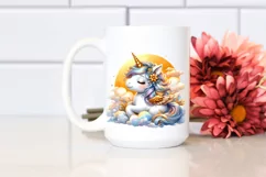 Cute Baby Unicorn from Golden Sun | Hibiscus Frame | Clipart Product Image 2