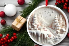 Round Christmas Ornament Sublimation|Clipart Product Image 1