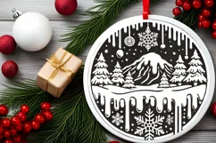 Round Christmas Ornament Sublimation|Clipart Product Image 1
