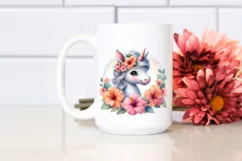 Cute Baby Unicorn with Hibiscus Frame | | Clipart Product Image 2
